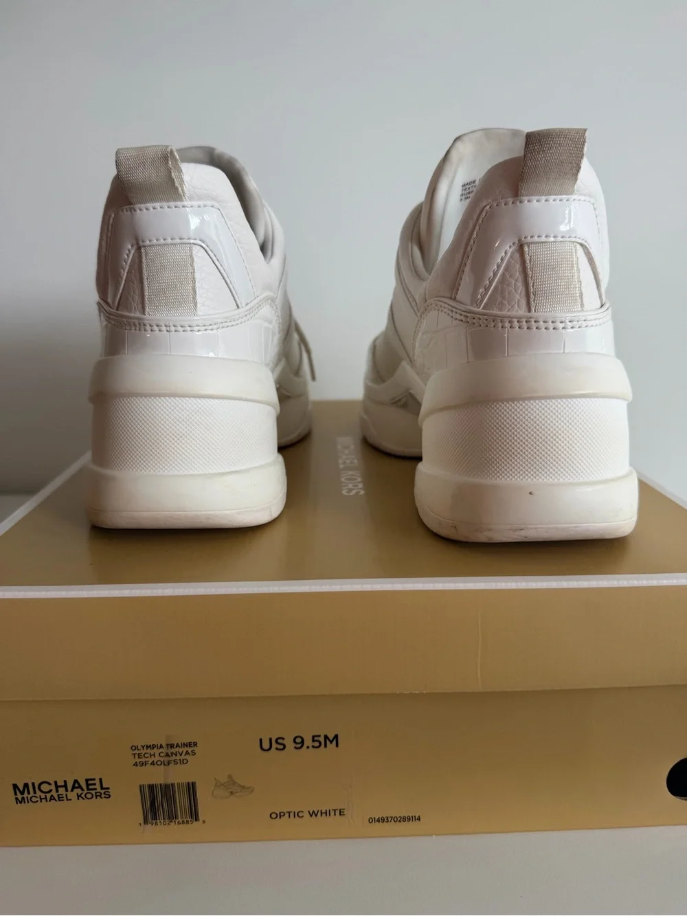 Michael Kors Olympia Mixed-Media Trainer Women’s Sneakers size 9.5 -white